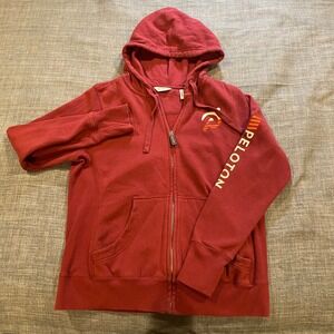 Peloton Burgundy Full Zip Hoodie Jacket Size L Large Cycling Run Workout Gym